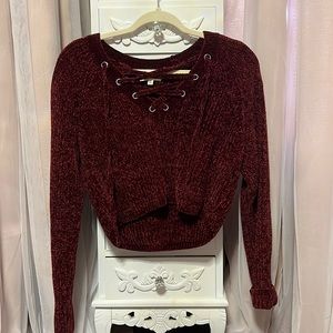 Burgundy red cropped sweater